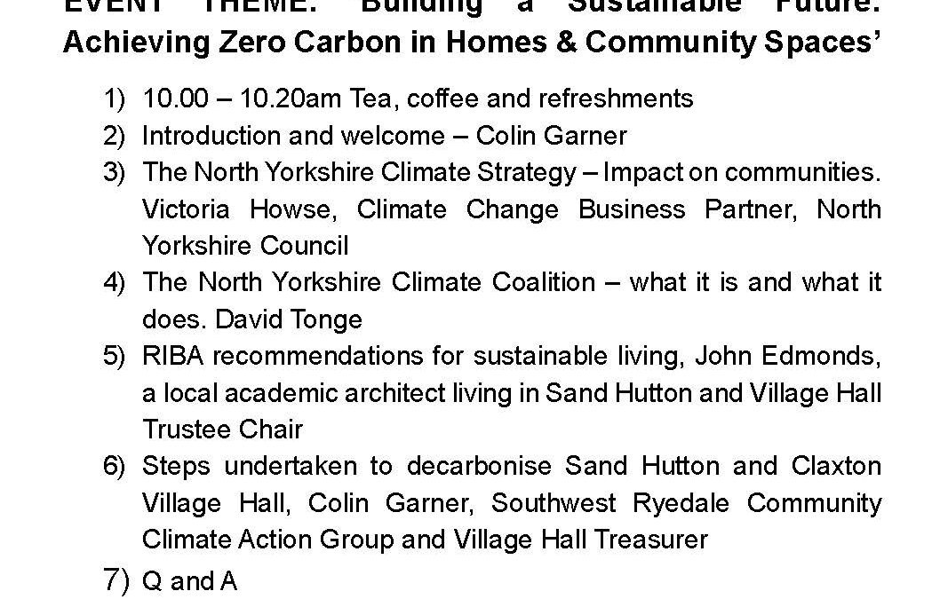 Saturday Social with a focus on Building a Sustainable Future: Achieving Zero Carbon in Homes & Community Spaces’